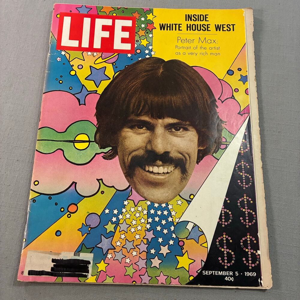 Vintage 1969 LIFE Magazine Peter Max Psychedelic Art Nixon Woodstock See Descr